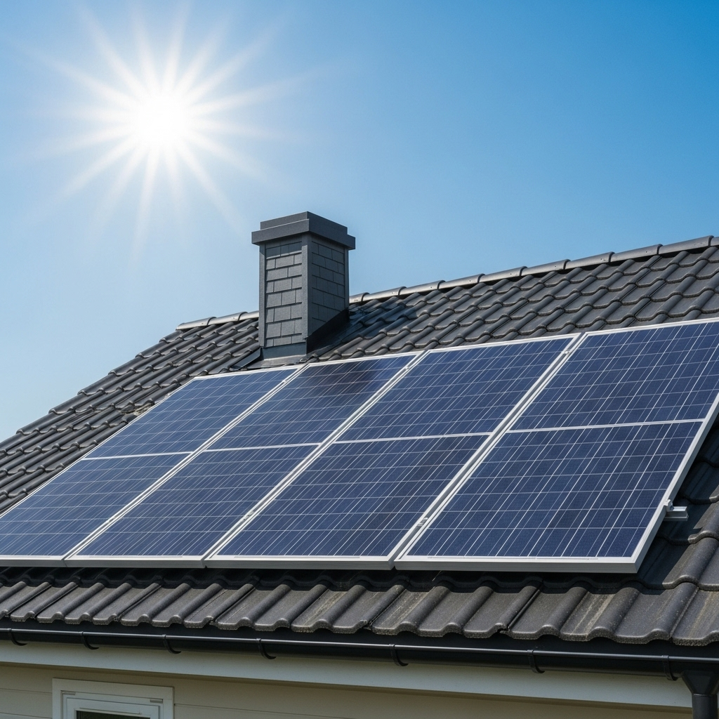 Maison équipée de panneaux solaires monocristallins